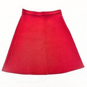 Zara Red Flare Mini Skirt Corduroy Embossed Pattern Size Small